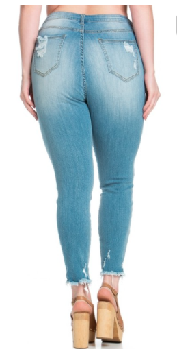 PLUS MID RISE SKINNY FRAY HEM