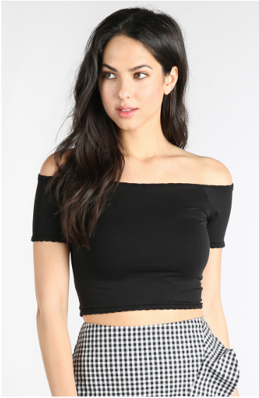 NIKIBIKI Mini Ruched Off Shoulder Top IN BLACK OR DUSTY ROSE