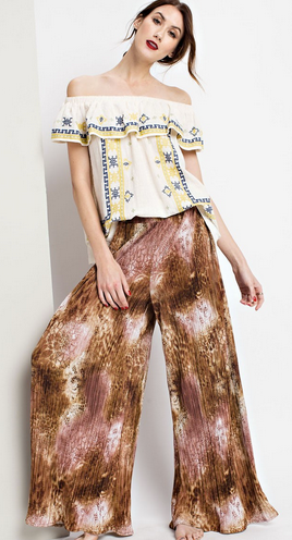 EASY BREEZY BODRE WIDE PANTS IN MAUVE