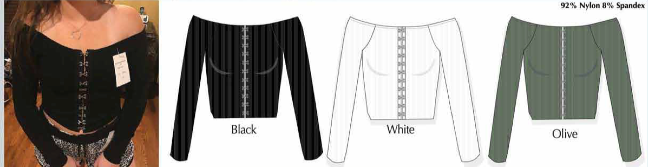 SUZETTE WIDE RIB OFF THE SHOULDER TOP IN BLACK, OLIVE , WHITE