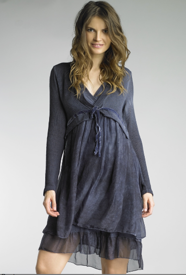 DENIM KNIT SILK DRESS