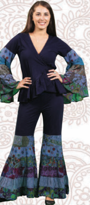 JANINE PATCHWORK PANTS IN NAVY OR BROWN