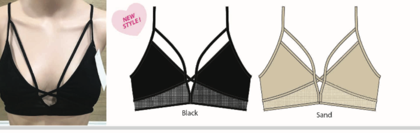 SUZETTE BRALETTE WITH MESH IN BLACK AND SAND