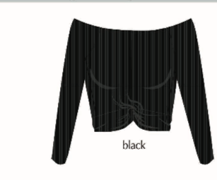SUZETTE L/S WIDE RIB TWISTED KNOT CROP IN BLACK