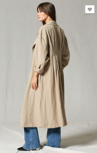 Long slv Midi length trench coat with buttons
