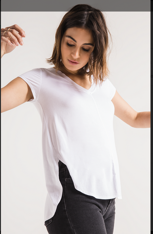 Z SUPPLY MYA VNECK TEE IN WHITE