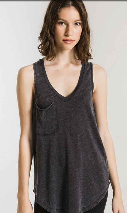 Z SUPPLY THE POCKET RACER TANK IN BLACK AND GREY AND WHITE AND SAGE