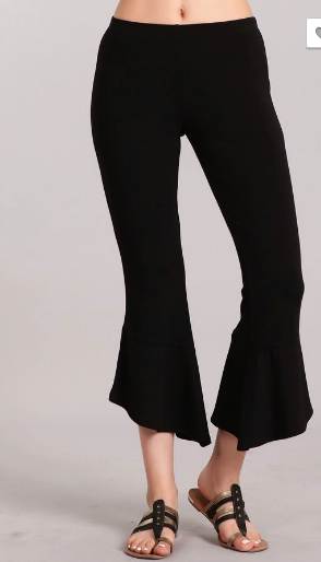 BLACK FLARED AYSMETRIC HEM PANTS