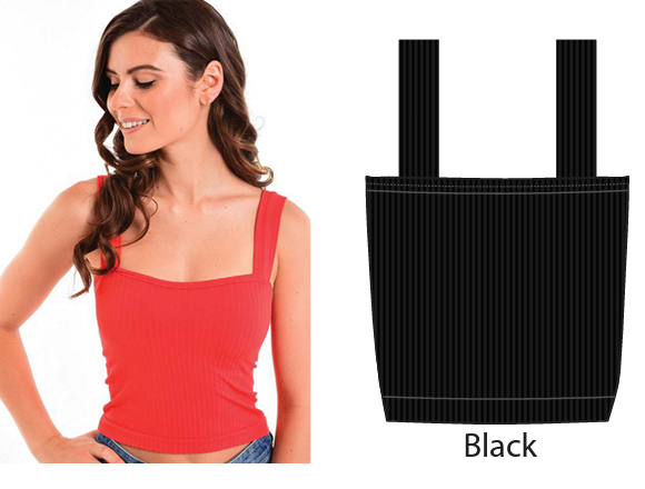 SUZETTE Wide rib, Square neck crop
