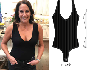 SUZETTE DOUBLE V RIBBED BODY SUIT