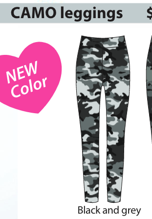 SUZETTE CAMO LEGGINGS IN BLACK AND GREY