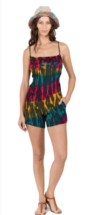 TYE DYE ROMPER WITH POCKETS