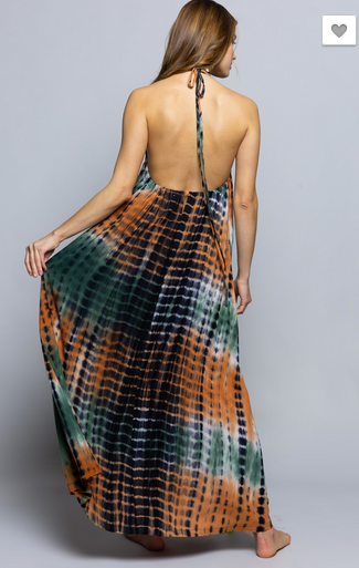 BAMBOO TYE DYE HALTER DRESS