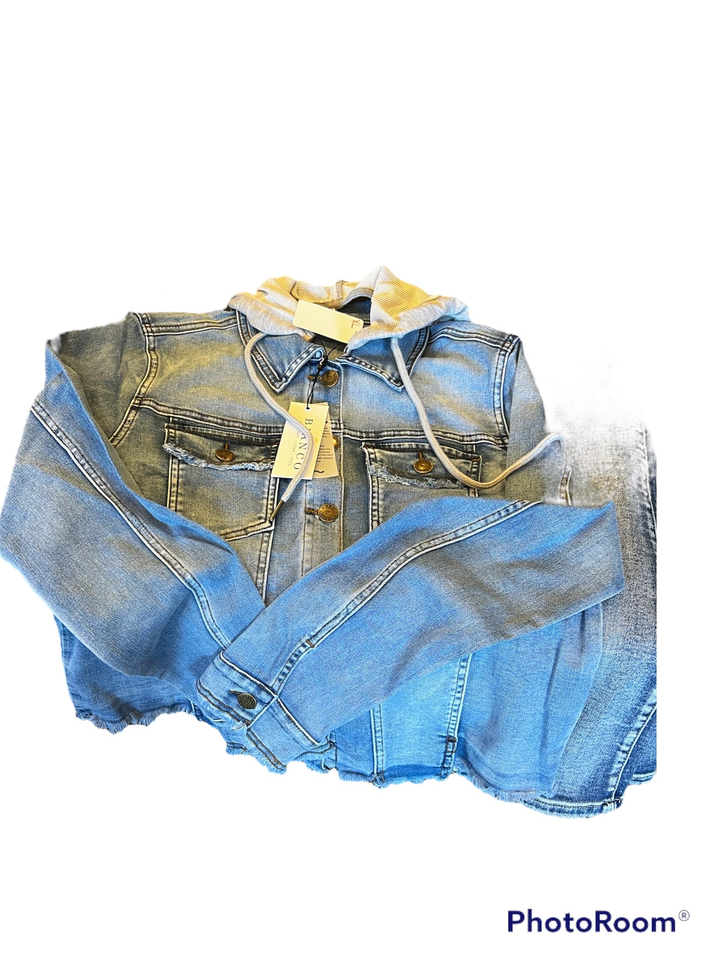 BIANCO DENIM JACKET WITH HOOD