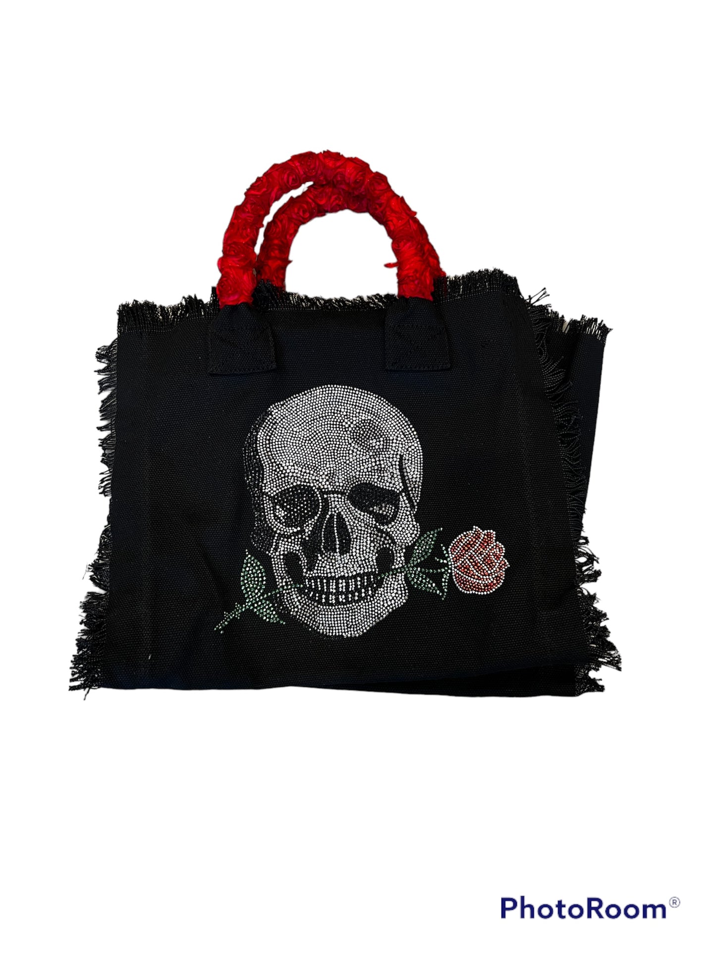 FRINGE CANVAS SKULL ROSE WITH ROSE HANDLE