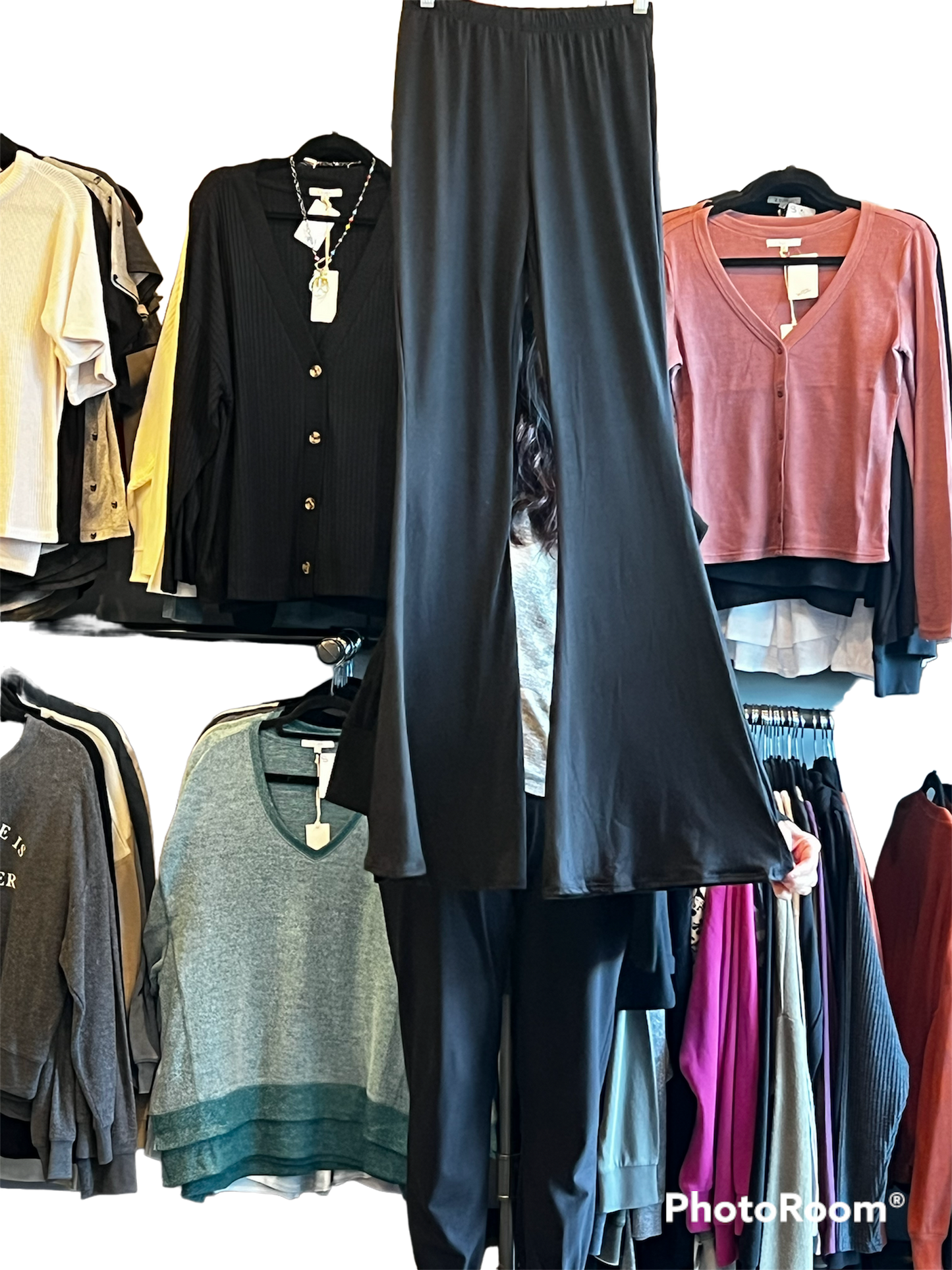 ALYSSA THOMAS FIT AND FLAIR BLACK PANTS