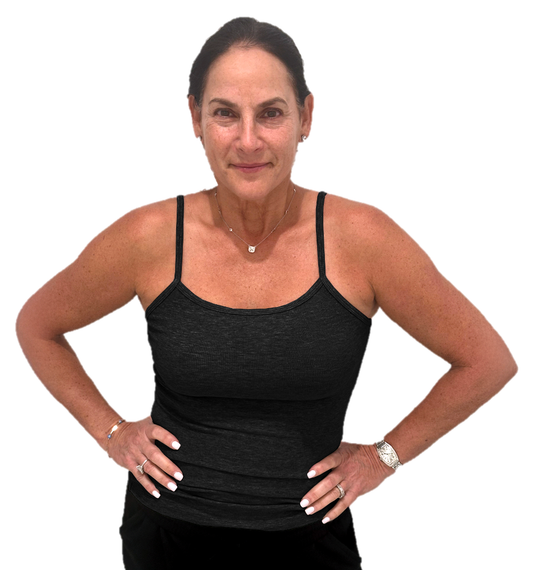 SUZETTE String Tank Top with Adjustable Straps IN BLACK AND WHITE