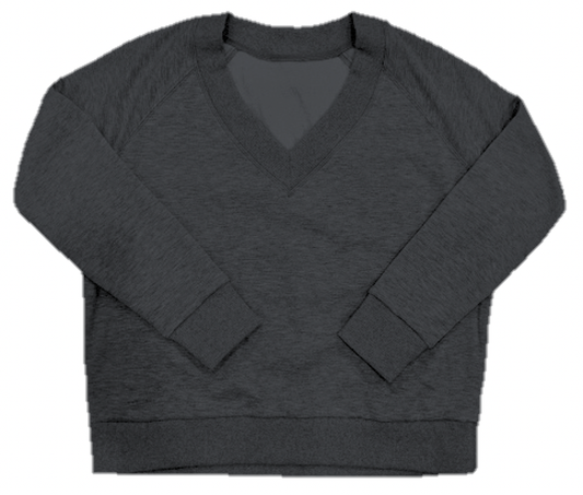SUZETTE V Neck Cloud Sweatshirt IN BLACK