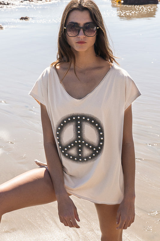 PEACE STUD TOP IN OFF WHITE