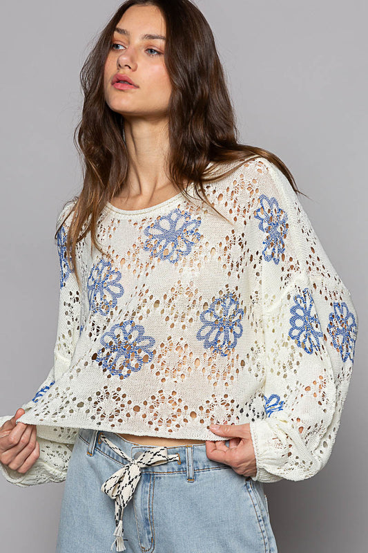 FLOWER PRINT SWEATER