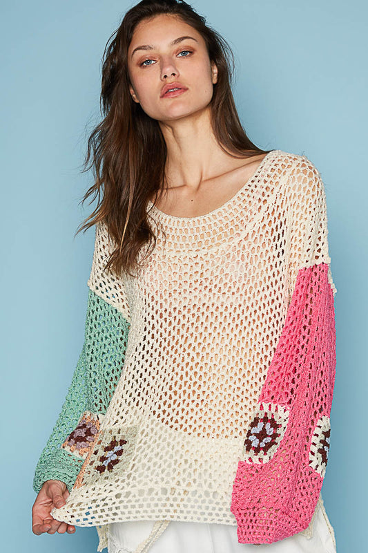 GRANNY SQUARE COLOR BLOCK TOP