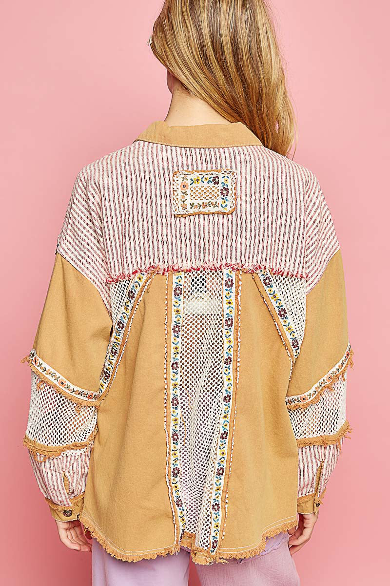 YELLOW MULTI EMBROIDERY TRIM JACKET