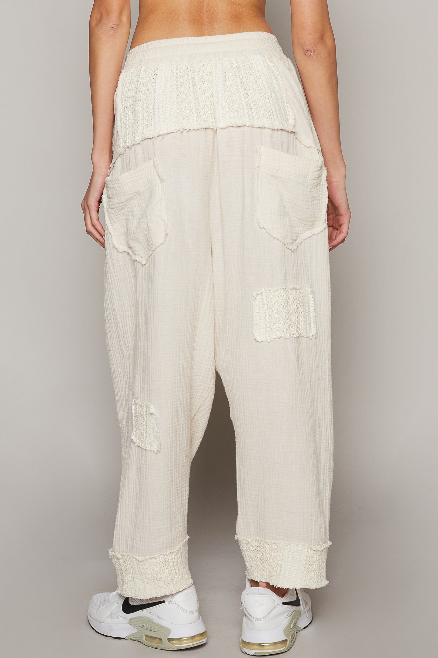 HAREM PANTS WITH LACE IN BEIGE