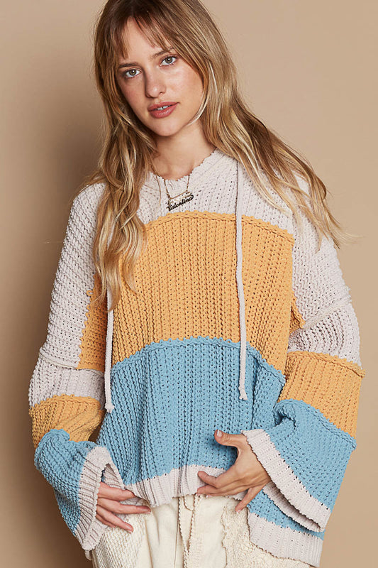 BLUE MUSTARD CHENILLE HOODIE TOP