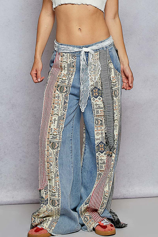 DENIM PATCHWORK PANTS