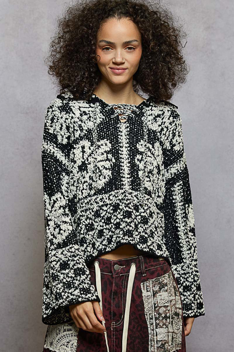 BLACK AND WHITE BERBER SWEATER