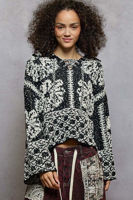 BLACK AND WHITE BERBER SWEATER