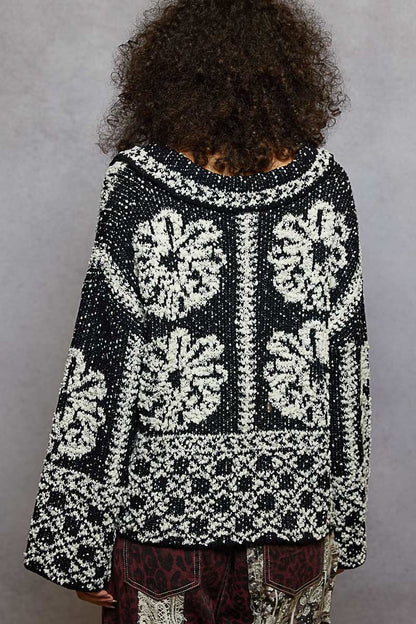 BLACK AND WHITE BERBER SWEATER