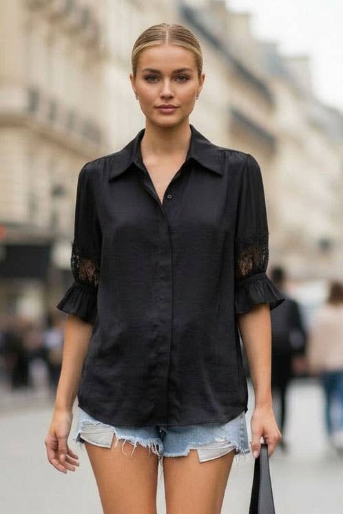 VAVA MILA LACE INSERT BLOUSE