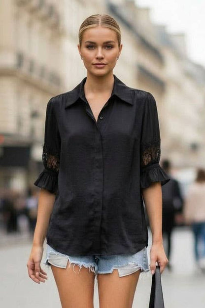 VAVA MILA LACE INSERT BLOUSE