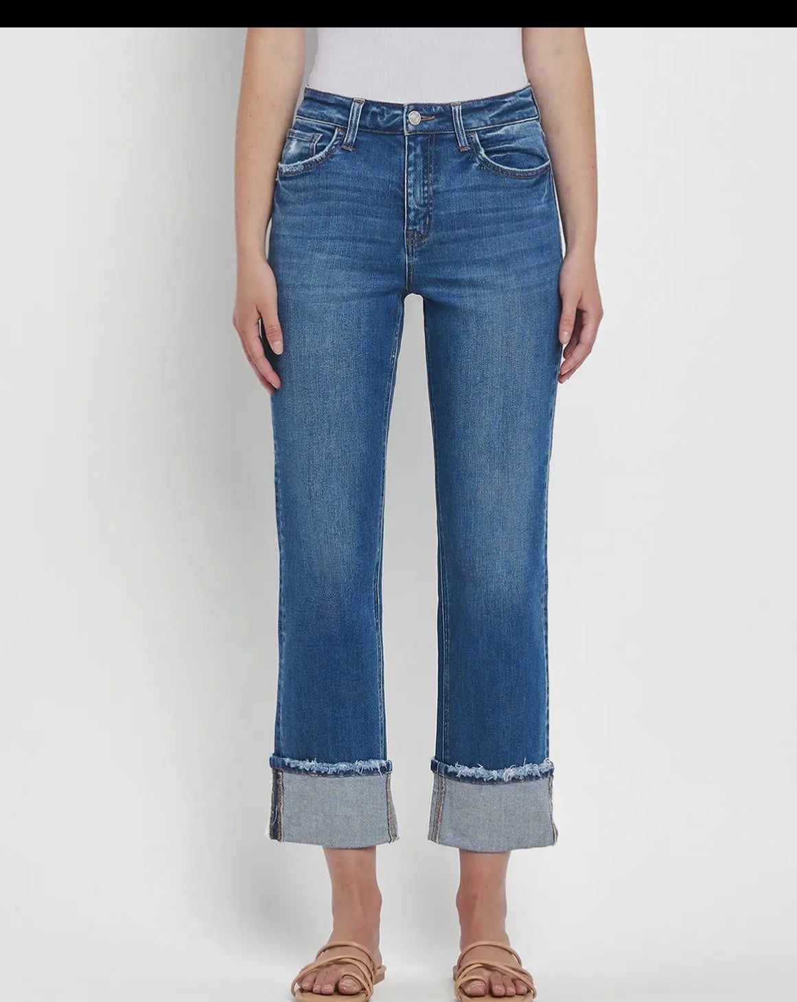 VERVET DAPHNE HIGH RISE CUFFED STRAIGHT JEAN