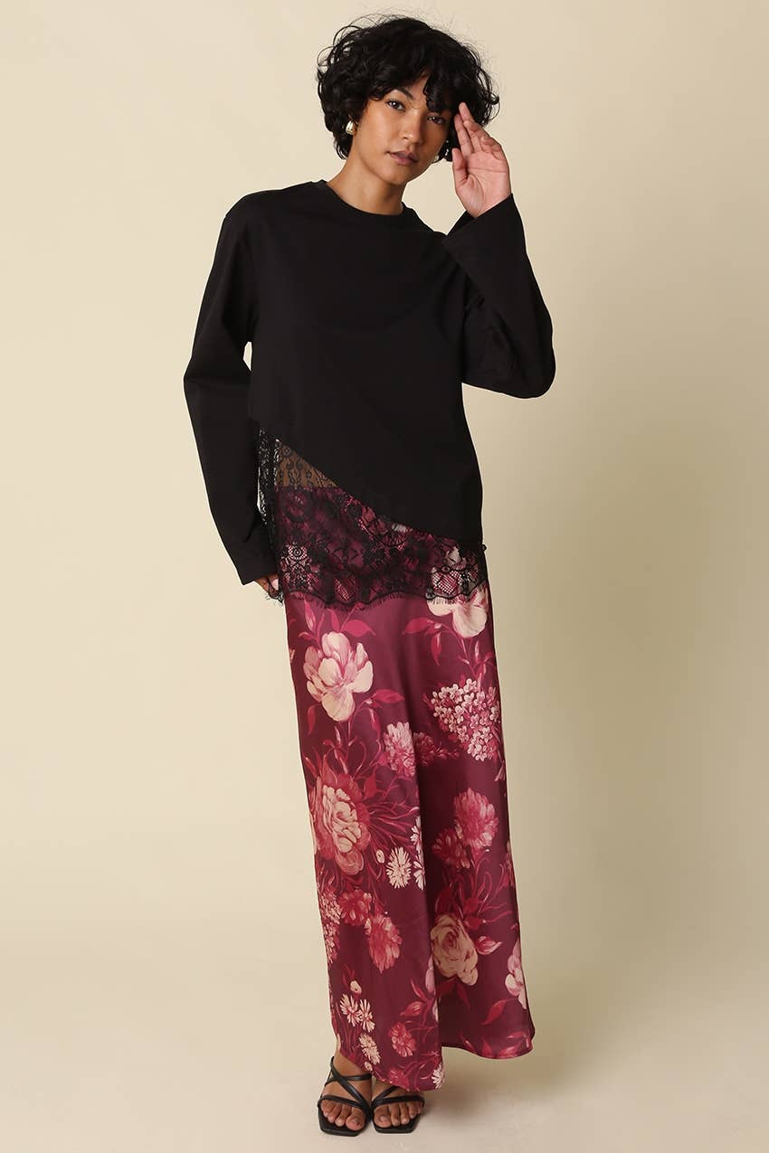 Charlie Asymmetric Lace Trim Top