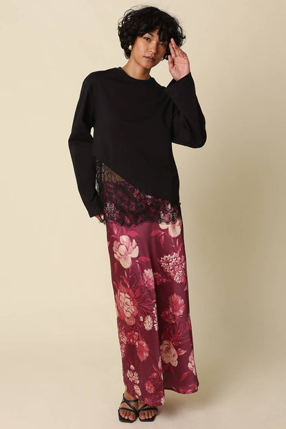 Charlie Asymmetric Lace Trim Top