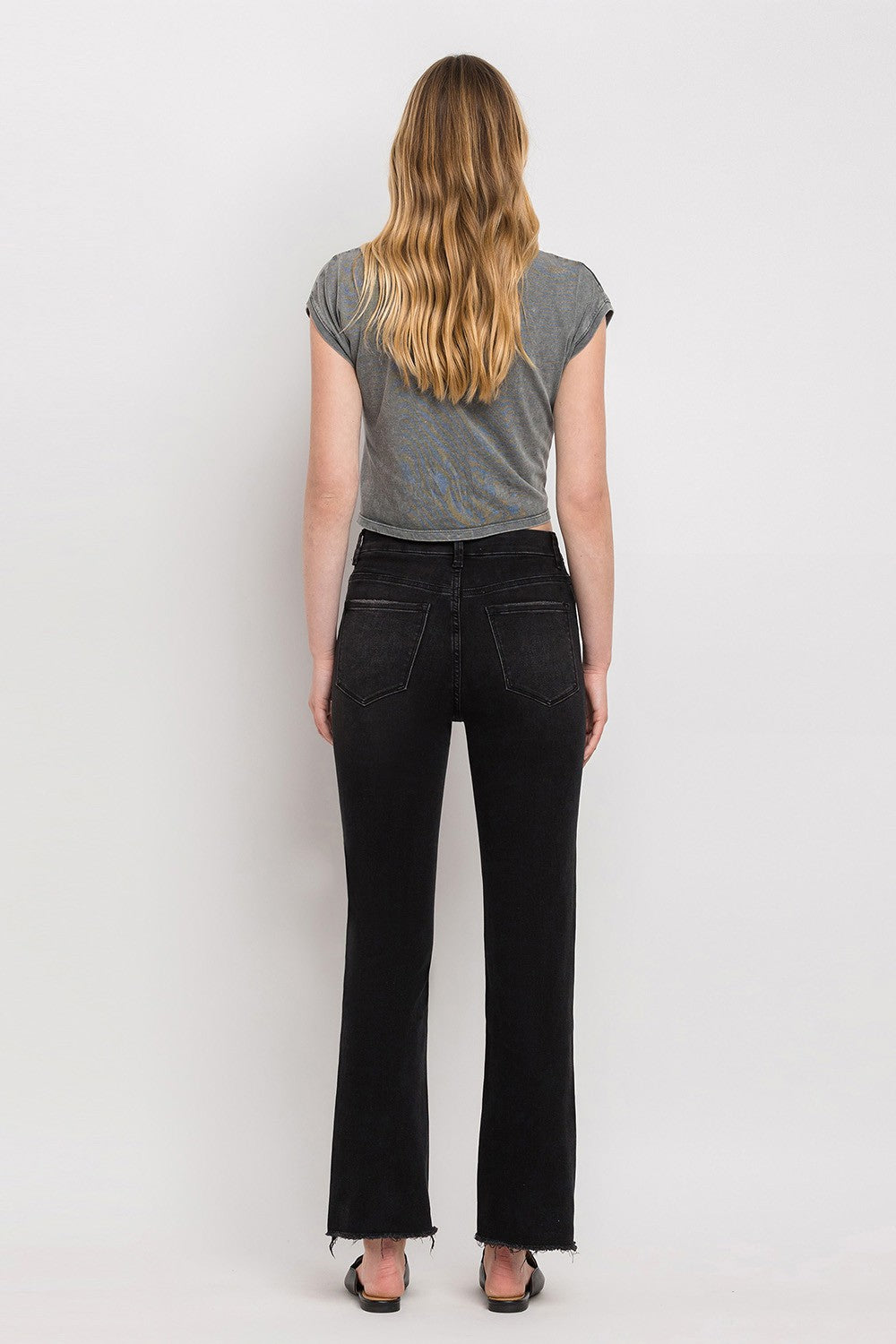 VERVET HIGH RISE SEAMLESS WAISTBAND KICK FLARE JEANS IN BLACK