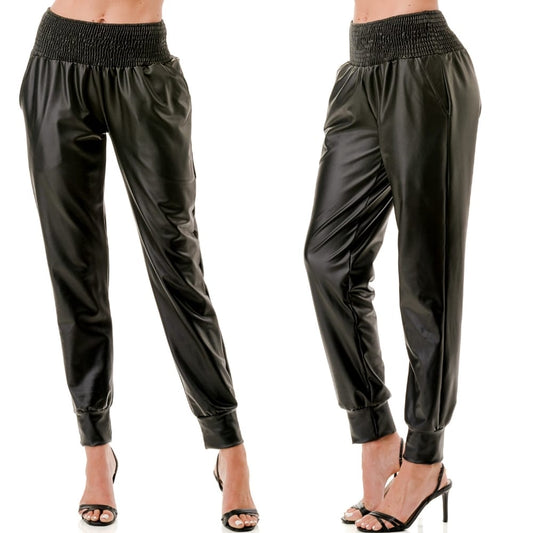 VAVA BLACK FAUX LEATHER PANTS