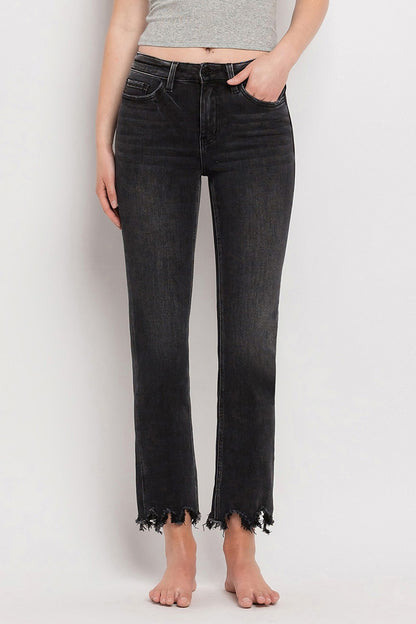 VERVET HIGH RISE STRAIGHT FADED BLACK JEANS- IN A BOTTLE