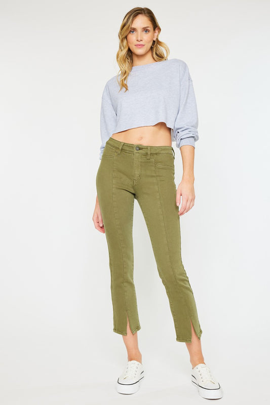 KAN CAN MID RISE SKINNY STRAIGHT JEANS-KC7453KK IN KHAKI