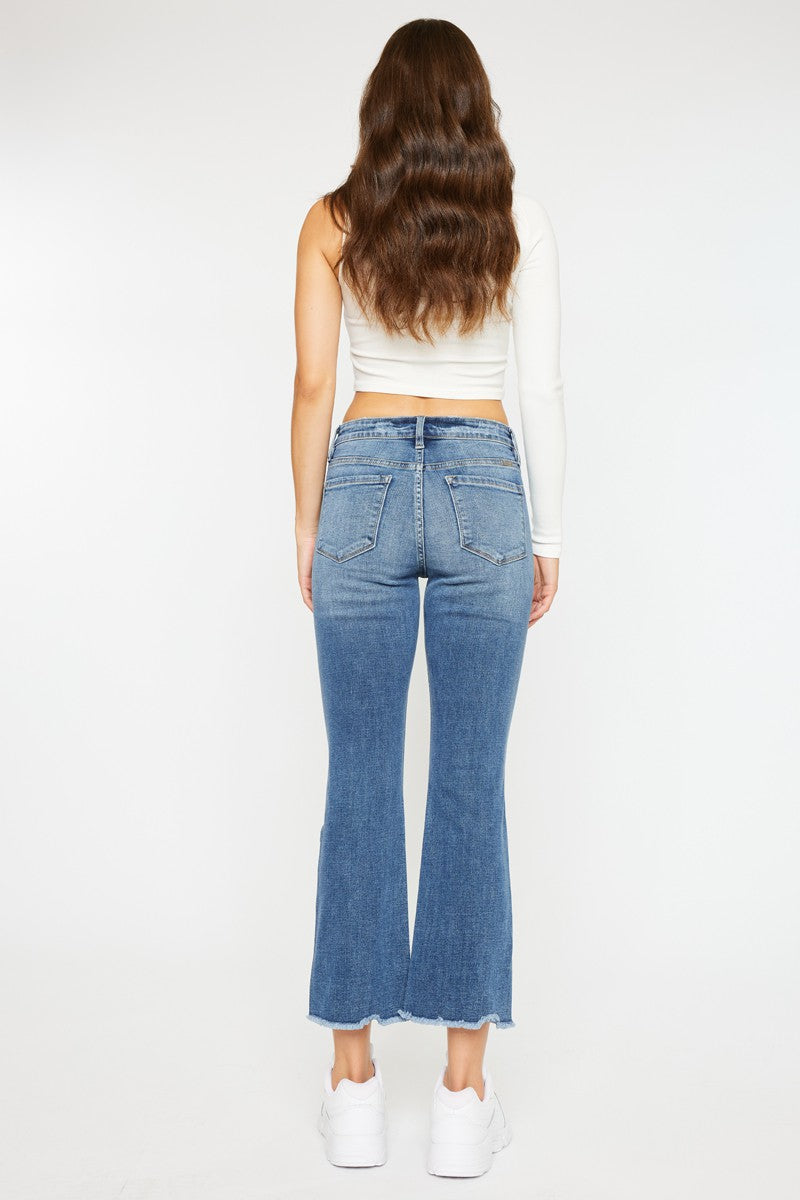 KAN CAN HIGH RISE CROPPED BOOTCUT JEANS-KC20019D