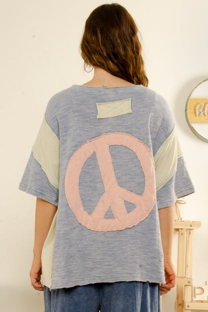 PEACE MINERAL WASHED TOP IN BLUE