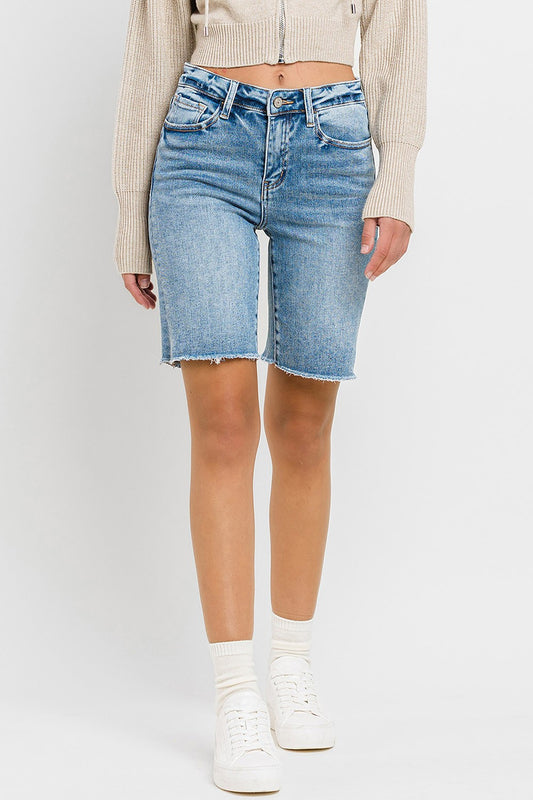 VERVET HIGH RISE RAW HEM BIKER SHORTS/PROFOUND