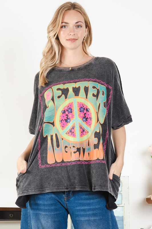 BETTER TOGETHER PEACE SCREEN PRINT TOP