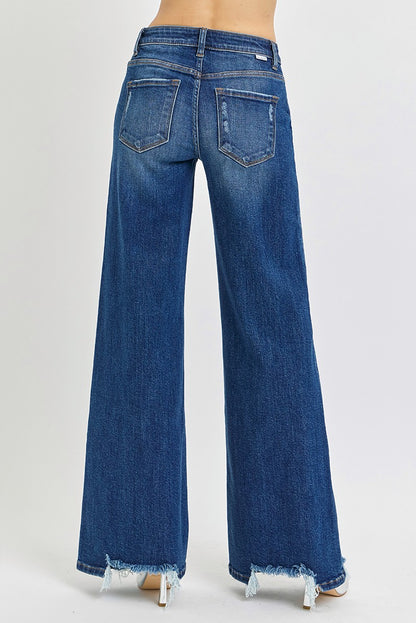 RISEN MID RISE WIDE JEANS