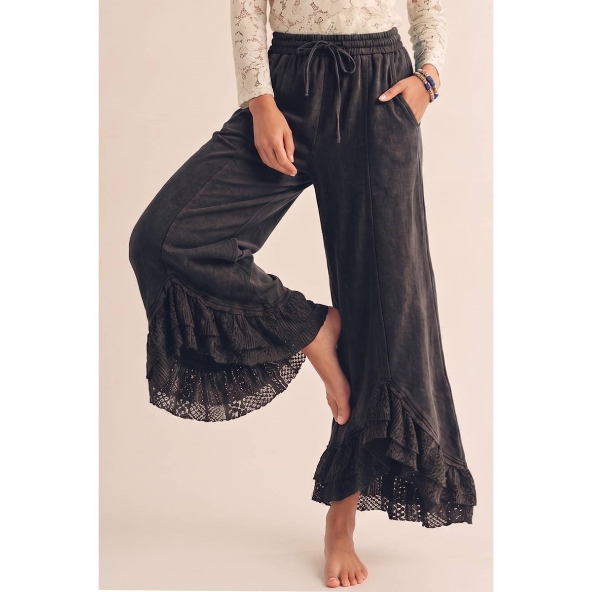 Romantic Lace Mineral Wash Whisper Wide Leg Pants