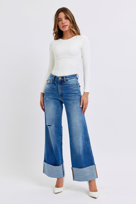 JUDY BLUE HW RETRO WIDE LEG WITH CUFF