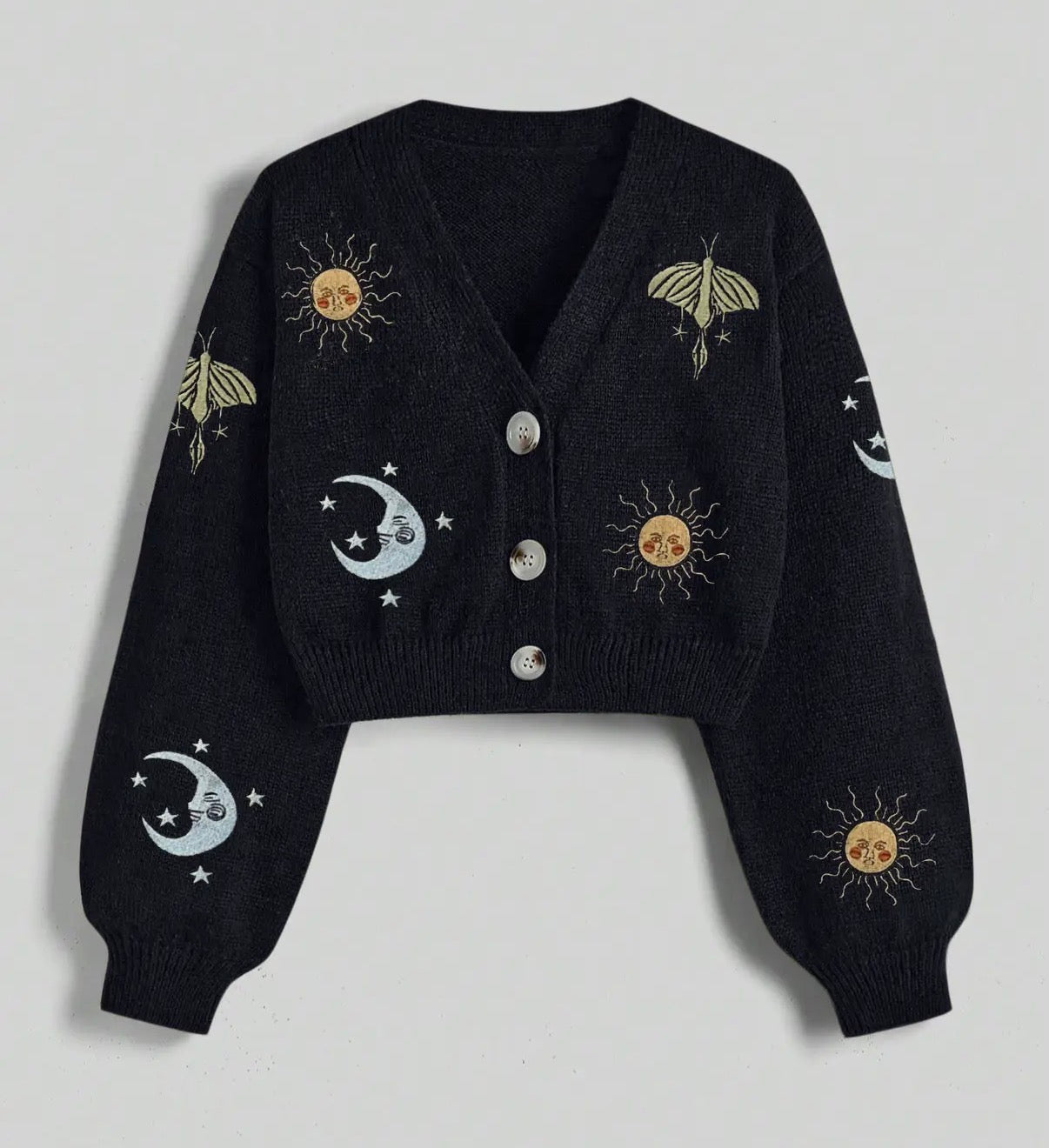 SUN AND MOON EMBROIDERED CARDIGAN