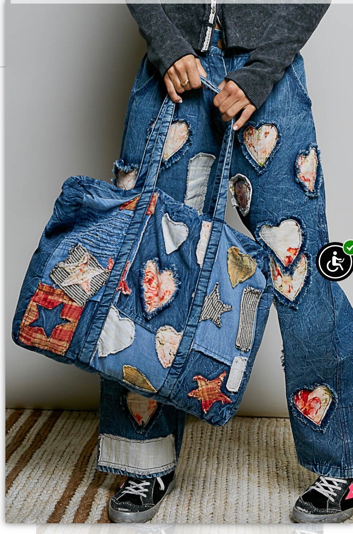 Patchwork denim tote bag